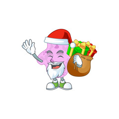 Santa tetracoccus Cartoon character design with sacks of gifts