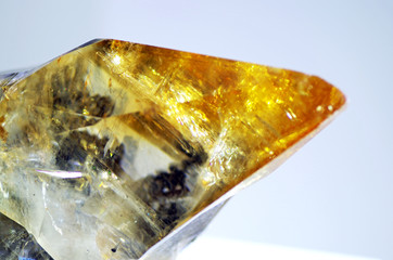 Bright and shiny quartz crystal with clear and shimmering structure