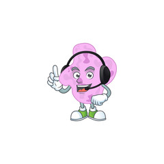 Tetracoccus cartoon character style speaking on headphone