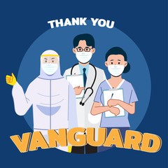 Concept of appreciation for essential worker, doctors, nurse. 
Illustration vector of people with their sacrifice to take care and service in Corona virus outbreak. Fight and defend the virus.