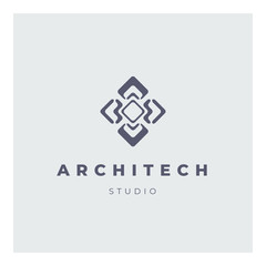 Architect vector abstract straight shape geometrical logo. Template branding for design studio.