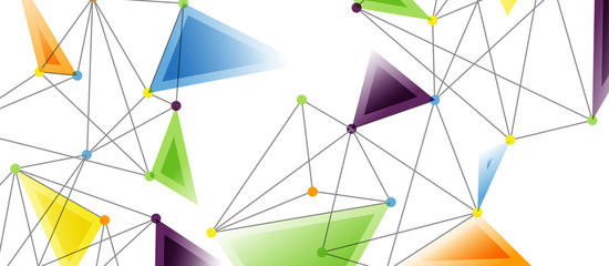 Line points connections, triangular technology design. Abstract geometric background