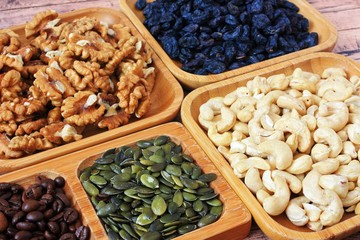 Mix of nuts for breakfast