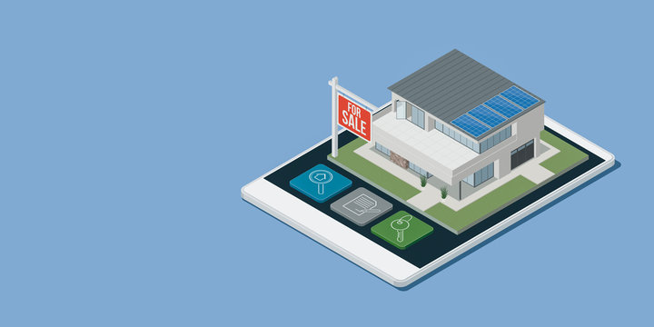 Real Estate App With Isometric House