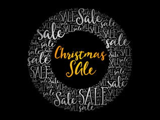 Fototapeta premium Christmas SALE circle word cloud collage, business concept background