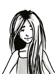 cartoon character cute teenager girl portrait isolated on white