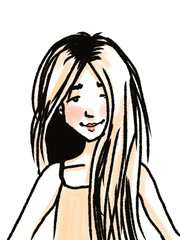 cartoon character cute teenager girl portrait isolated on white