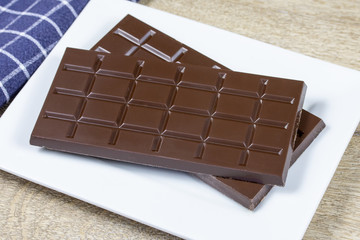 plaque de chocolat noir dans une assiette