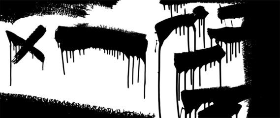 Naklejka premium various black streaks from the wall, graffiti, cross, spots (vector )