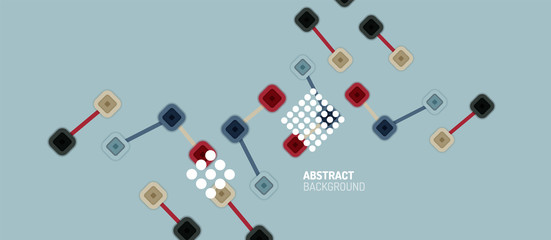 Abstract square dot connections, flat style multicolored geometric background for Wallpaper, Banner, Background, Card, Book Illustration, landing page or poster design