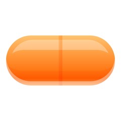 Fish oil capsule icon. Cartoon of fish oil capsule vector icon for web design isolated on white background