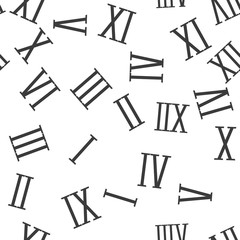 Roman numerals. Black seamless pattern on white background