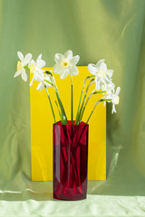 spring flowers in a yellow bag