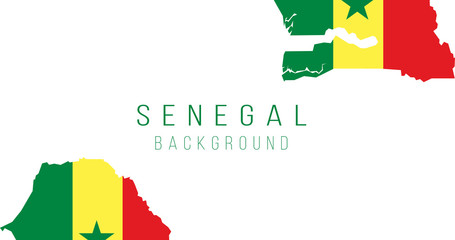 Senegal flag map background. The flag of the country in the form of borders. Stock vector illustration isolated on white background.