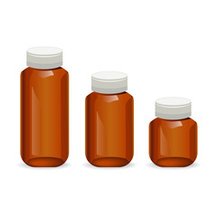 Empty medicine bottles, isolated on white background