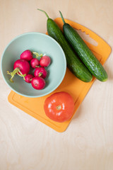 fresh vegetables on a cutting board