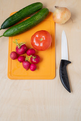 fresh vegetables on a chopping board