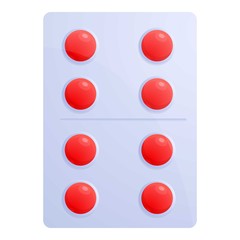 Red pill blister icon. Cartoon of red pill blister vector icon for web design isolated on white background