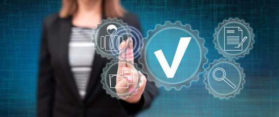 Woman touching a compliance concept