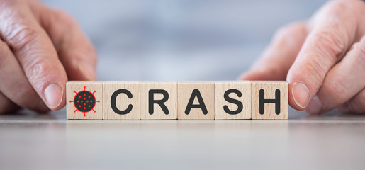 Concept of economic crash. Coronavirus financial crisis