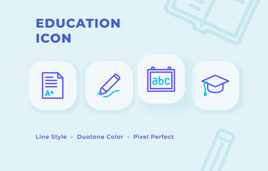 Education icon set with line style duo tone color modern flat vector