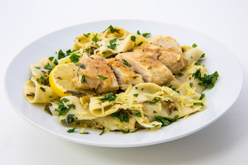 Italian lemon chicken piccata creamy pappardelle