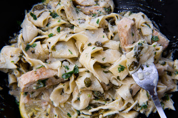 Italian lemon chicken piccata creamy pappardelle