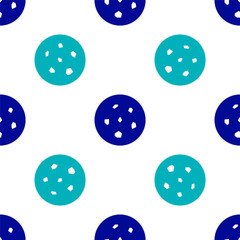 Blue Cookie or biscuit with chocolate icon isolated seamless pattern on white background.  Vector Illustration