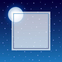 Fulll Moon and Starry Night Sky Baner Background