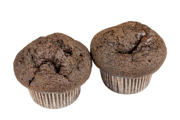 muffin au chocolat sur un fond blanc