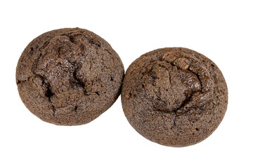 muffin au chocolat sur un fond blanc