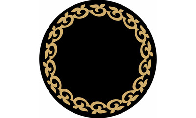 Kazakh ornament, pattern, circular ornament, black background, vector, circle,  decoration, 