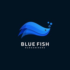 Vector Logo Illustration Fish Gradient Colorful Style.