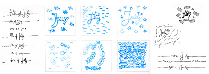 4 of July doodle and patterns