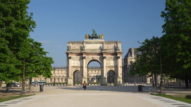 The Arc de Triomphe du Carrousel delineating the Louvre Palace from the Tuileries gardens