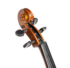 Beautiful classic violin isolated on white, closeup. Musical instrument