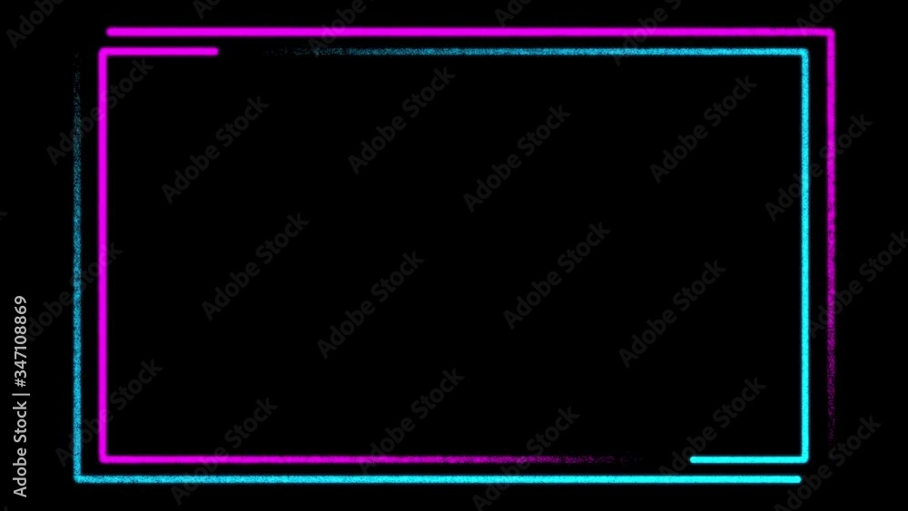 Poster neon border light background in pink and blue - seamless animation loop