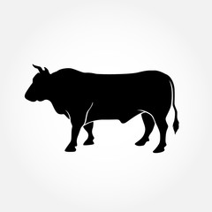 A bull from a farm. Silhouette of vector illustrations.