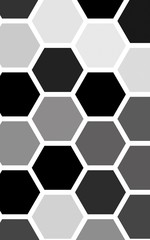 White honeycomb with a gradient color. Isometric geometry. 3D illustration