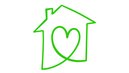 Obraz premium Heart inside house icon, hand draw style, vector illustration