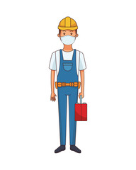 builder worker profession using face mask