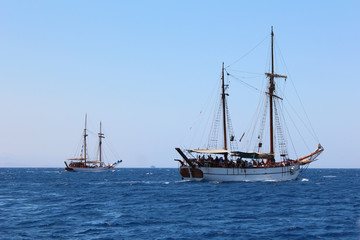 Fototapeta na wymiar Pleasure yachts sailing in the Red Sea