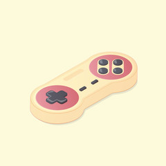 isometric classic gamepad. joystick colorful flat illustration. vintage gaming