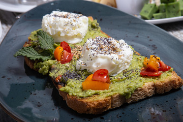 Toast with avocado and egg