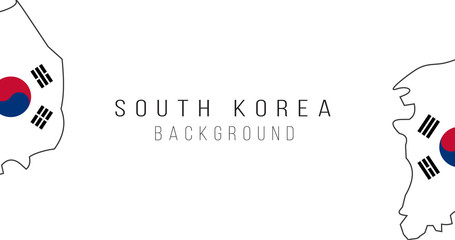 South Korea flag map background. The flag of the country in the form of borders. Stock vector illustration isolated on white background.