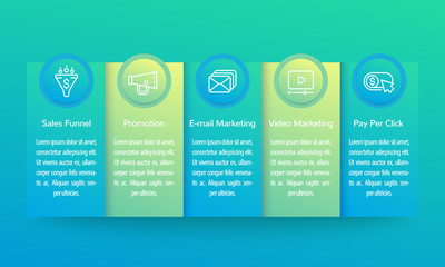 digital marketing infographics, banner design with line icons