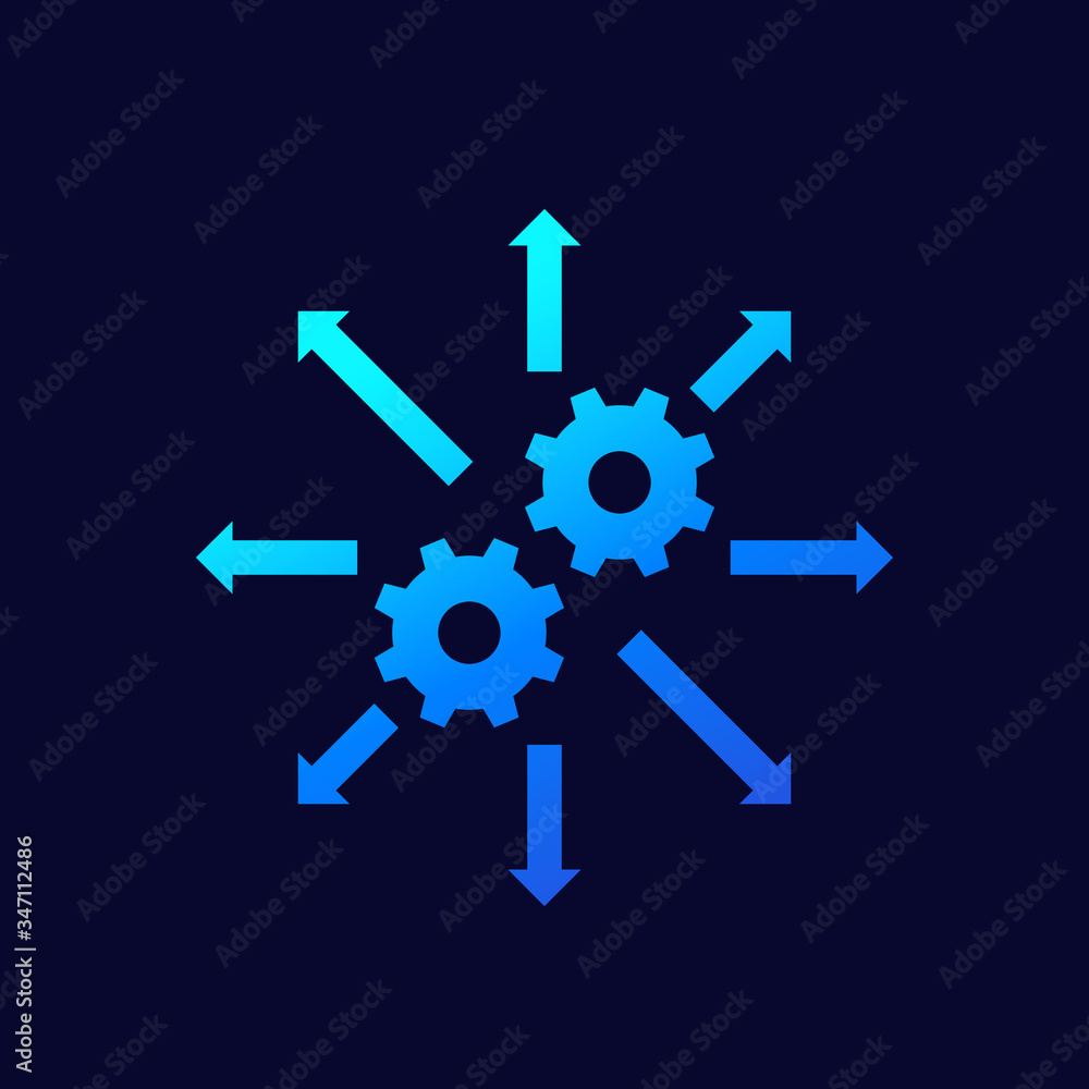Poster automation and integration icon, vector