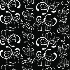 Seamless black and white colored decorative pattern