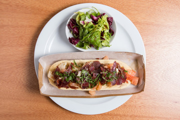 Toast with ham and tomato