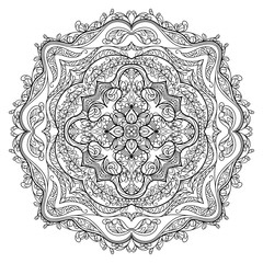 Zentangle coloring page mandala